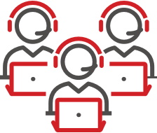 Illustration of people working at a help center.