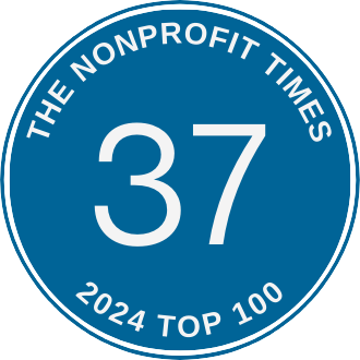 The Nonprofit Times 2024 Top 100 #37 badge in blue.